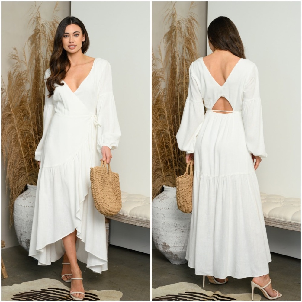 LONG SLEEVE WRAP MAXI DRESS